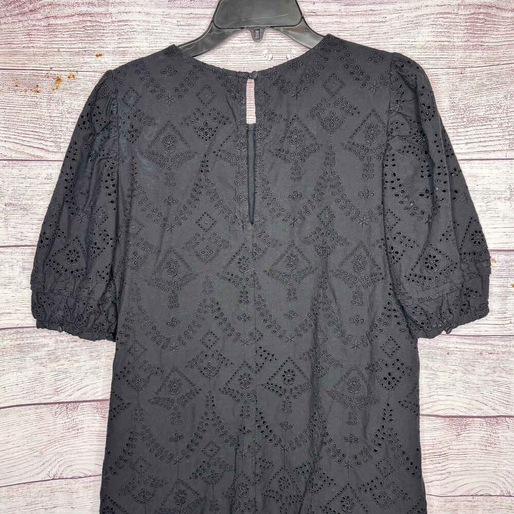 Sanctuary Women's Classic Office Black Eyelet Shift Lined Dress Size Large - Picture 5 of 6